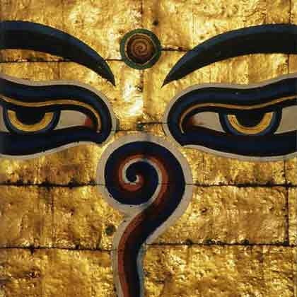
Buddha's golden eyes lord over Swayambhunath  - Kathmandu: Citiescape (Lonely Planet)
